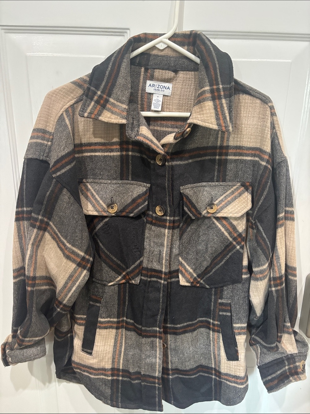 Arizona Jean Company Plaid Utility Jacket in Black, Tan & Gray